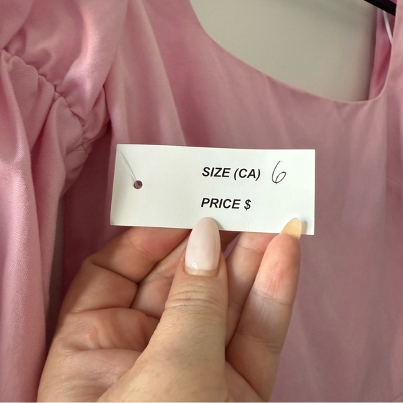 Pale powder pink puff sleeve linen romper - size 6 (Medium) NWT - Picture 5 of 5